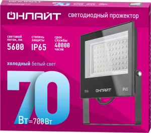 Прожектор светодиодный 61 950 OFL-70-6K-BL-IP65-LED 70Вт 6000К IP65 5600лм черн. 61950 Онлайт