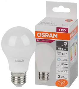 Лампа светодиодная LED Value LVCLA60 7SW/865 7Вт грушевидная матовая E27 230В 10х1 RU OSRAM 4058075578791 LEDVANCE