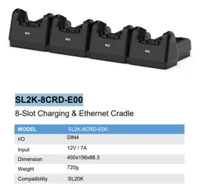 Восьмислотовый зарядный и коммуникационный кредл M3 Mobile ASSY: SL20K 8 slot charging Ethernet cradle for 4xdevice 4xspare battery. Requires power supply (UNIV-PWSP-8XX; sold separately) SL2K-8CRD-E00 M3 Mobile
