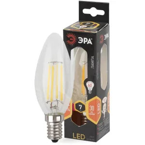 Лампа светодиодная ЭРА Б0027942 F-LED B35-7W-827-E14 свеча, филаментная Эра