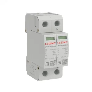 УЗИП, тип 3, 2 полюса, Imax 20kA, со сменным      модулем, Un 440V SPD-T3-2N20P440 DKC