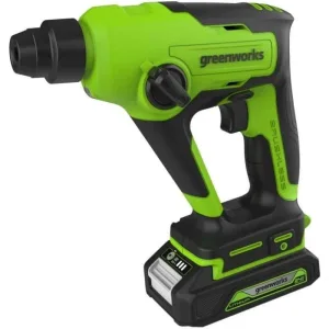 Перфоратор GreenWorks GD24SDS1K2, 24 В, 1,2 Дж, от аккумулятора GREENWORKS