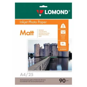 Фотобумага Lomond односторонняя матовая, 90г/м2, A4 (21X29,7)/25л. для струйной печати Lomond