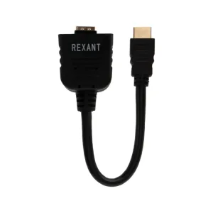 Переходник штекер HDMI - 2 гнезда HDMI с проводом, черный 17-6832 Rexant