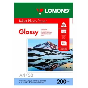 Фотобумага Lomond односторонная глянцевая, 200г/м2, A4 (21X29,7)/50л. для струйной печати Lomond