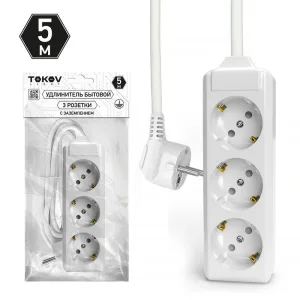 Удлинитель 3х5м с заземл. 10А 3х1.5 TOKOV LIGHT TKL-C01-BU3-5-1.5-Z TOKOV ELECTRIC