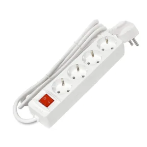 Удлинитель 4х1.5м с заземл. 16А IP20 3х1 с выкл. бел. DOMTOK 2374 Domtok
