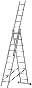 Лестница FIT 65434 трехсекционная алюминиевая 3х9 ступеней h=257/449/641 см вес 11.18кг FIT