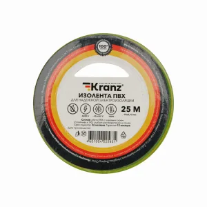 Изолента ПВХ 0,13х19 мм, 25 м, желто-зеленая KRANZ KR-09-2207 Kranz