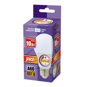 Лампа светодиодная диммируемая JazzWay PLED-DIM A60 10Вт грушевидная 4000К белый E27 820лм 220-240В Jazzway