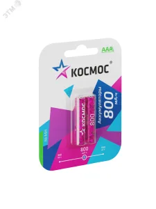 Аккумулятор AAA/R03 800мА.ч Ni-MH (блист.2шт) КОСМОС KOCR03NIMH(800MAH) Космос