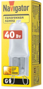 Лампа галогенная 94 232 JCD9 40Вт капсула G9 3000К 230В frost 2000h 94232 Navigator