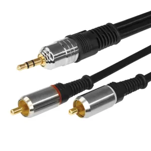 Шнур Стерео 3,5мм - 2 RCA, 5м (GOLD-металл) 17-4225 Rexant