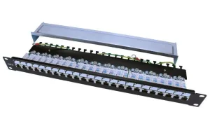 Патч-панель PP3-19-24-8P8C-C6-SH-110D 19дюйм. 1U 24 порта RJ45 полн. экран. кат.6; Dual IDC ROHS черн. 246048 Hyperline