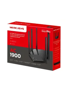 Роутер Mercusys AC1900 Wireless AC Gigabit Router, 600 Mbps at 2.4 GHz + 1300 Mbps at 5 GHz, 6×5dBi Fixed External Antennas with Beamforming, 2× G LAN Ports, 1× G WAN Port, Access Point Mode, 3X3 MU-MIMO, Parental Controls, Guest Network, Smart Conne... Mercusys