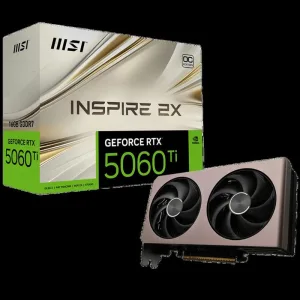 Видеокарта MSI RTX 5060 Ti 16G INSPIRE 2X OC, NVIDIA RTX 5060 Ti, 16 ГБ GDDR7, 128 бит, PCI-e 5.0, 1xHDMI, 3xDP, 2617 МГц MSI