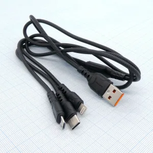 Шнур USB-Type-C/microUSB/Lighting GoPower GP05-3-1 