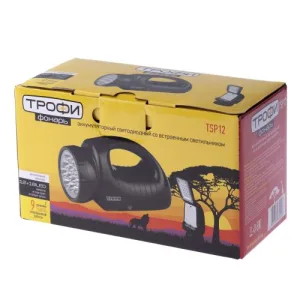 Фонарь-прожектор аккумуляторный TSP12 12 + 18LED аккум. 4В 1.8А.ч ЗУ 220В (картон. упак.) C0045551 Трофи