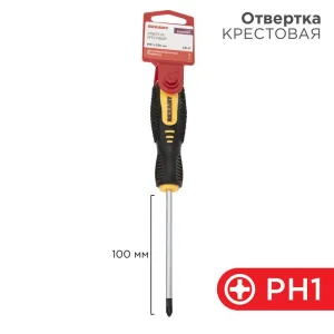 Отвертка крестовая PH 1х100мм двухкомпонентная рукоятка 12-4727 Rexant