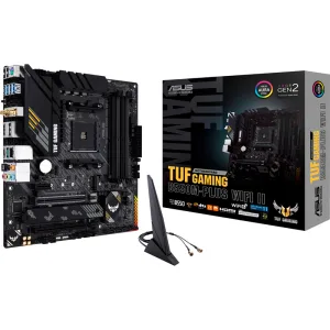 Материнская плата ASUS TUF GAMING B550M-PLUS WI-FI II, AM4, AMD B550, 4xDDR4, 4xSATA, 2xM.2, 1xPCIe 4.0 x16, DisplayPort, HDMI, 1x2.5Gb LAN, USB Type-C, Wi-Fi 6, Bluetooth, 5x3.5 мм, 7.1, microATX ASUS