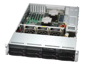 Серверная платформа SuperServer SYS-621P-TRT (X13DEI-T, CSE-825BTS-R1K23LPP1) (LGA-4677, Intel® C741, 16xDDR5 Up to 4TB ECC RDIMM, 8x3.5" SATA3/SAS/4*NVME, Optional DVD-ROM drive, optional support: 2 fixed 2.5" SATA,SAS/SSD/HDD, 2 M.2 NVMe, 2x 10GbE port( Supermicro