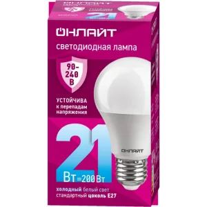 Лампа светодиодная 21 Вт Navigator Group OLL-A60-21-230-6.5K-E27 PRO 90-240В Navigator Group