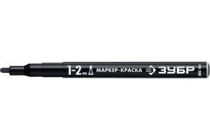 Маркер-краска, ЗУБР МК-200 черный, 1-2 мм круглый наконечник Зубр