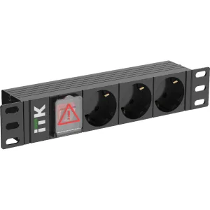 PDU 3 розетки нем. ст. LED 1U вх. С14 10" ITK PH12-3D3-P ITK