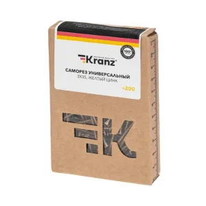 Саморез универсальный Kranz 3х35, желтый цинк, короб (200 шт./уп.) Kranz