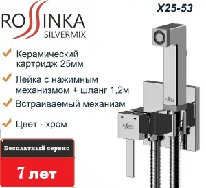 Смеситель одноручный (25 мм) с гигиеническим душем, встраиваемый, хром ROSSINKA