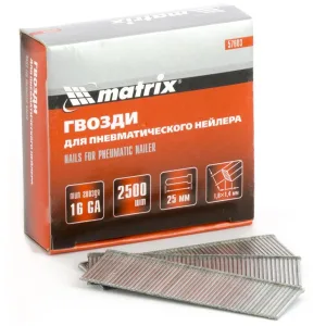 Гвозди Matrix 16GA для пневм, нейлера 2500 шт MATRIX