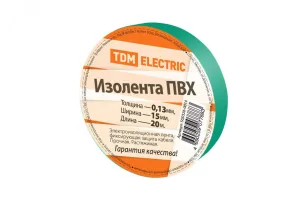 Изолента ПВХ 0,13*15мм Зеленая 20м SQ0526-0014 TDM ELECTRIC