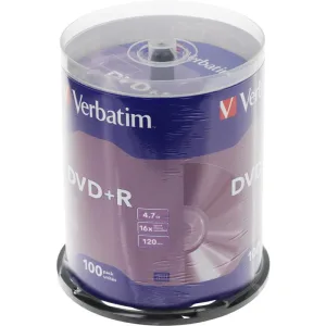 Диск DVD+R Verbatim 4.7Gb 16x Cake Box (100шт) (43551) Verbatim
