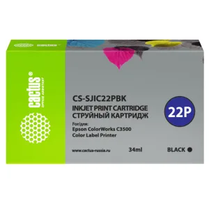 Картридж струйный Cactus CS-SJIC22PBK черный (34мл) для Epson ColorWorks C3500 Cactus