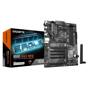 Материнская плата Gigabyte B550 EAGLE WIFI6, AM4, AMD B550, 4xDDR4, 4xSATA, 2xM.2, 3xPCIe x16, HDMI, 1xGb LAN, USB Type-C, 3x3.5 мм, 7.1, ATX Gigabyte