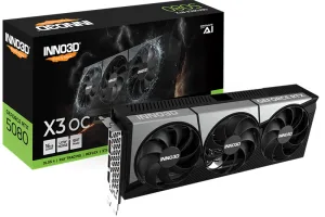 Видеокарта INNO3D GeForce RTX 5080 X3 OC, 16 GB GDDR7, 256 bit, 3xDisplayPort, HDMI, GPU 2640 MHz Inno3D
