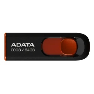Флешка USB ADATA С008 (AC008-64G-RKD), 64Gb, USB 2.0, R/W 15/5, черный/красный ADATA