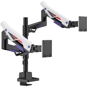 Кронштейн для мониторов Ultramounts UM742BW черный/белый 24"-57" макс.27кг крепление к столешнице поворот и наклон Ultramounts