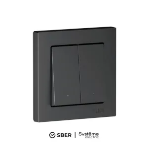 Выключатель 2-кл. AtlasDesign Smart 10А (сх. 5) L+N с подсветкой Zigbee механизм карбон SE ATN001053Z Умный дом Sber & Systeme Electric