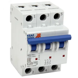 Выключатель автоматический модульный 3п C 2А 6кА OptiDin BM63-3C2-УХЛ3 КЭАЗ 260795 КЭАЗ