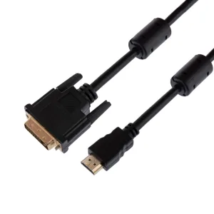 Шнур HDMI - DVI-D, 3м, gold, с фильтрами 17-6305 Rexant