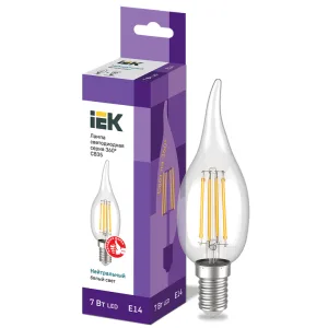 Лампа LED CВ35 св.н/ветру 7Вт 230В 4000К E14 серия 360° IEK ITK LLF-CB35-7-230-40-E14-CL ITK