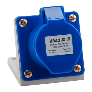 Розетка 123 32А 220В AC 2P+PE 6ч для монтажа на поверхность IP44 КЭАЗ 222747 КЭАЗ