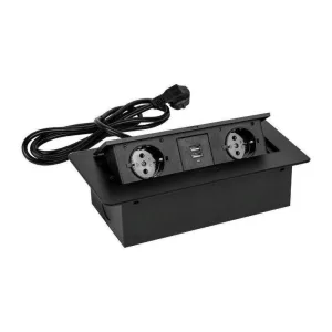 Сетевой разветвитель Premier PX/BL-HOR-2R-2USB-BLK 1.8м (2 розетки) черный (коробка) PREMIER