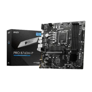 Материнская плата MSI PRO B760M-P, LGA1700, Intel B760, 4xDDR5, 4xSATA, 2xM.2, 1xPCIe 4.0 x16, 2xPCIe x1, DisplayPort, HDMI, D-Sub, 1x1Gb LAN, USB Type-C, 3x3.5 мм, 7.1, microATX MSI