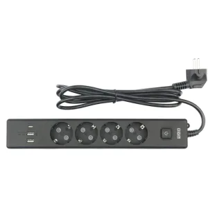 Бытовой удлинитель PowerCube, 4 р с/з вык.,3USB, 3500 Вт, 16А, 1.9 м, 3x1,0 черный PC-7B-2M Power Cube