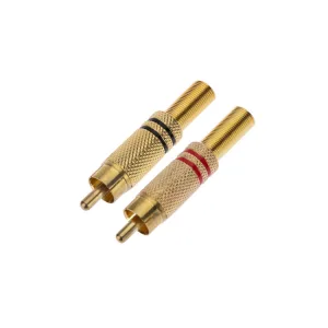 Разъем штекер RCA металл пайка чёрный/красный, GOLD 14-0405-1 PROconnect