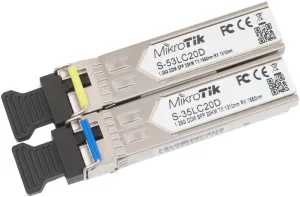 Трансивер Mikrotik S-3553LC20D "Pair of SFP modules, S-35LC20D (1.25G SM 20km T1310nm/R1550nm) + S-53LC20D (1.25G SM 20kmT1550nm/R1310nm)" MikroTik