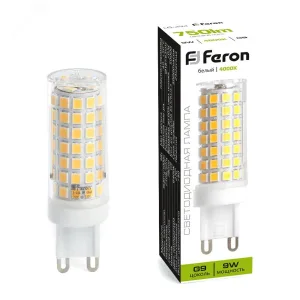 Лампа светодиодная LED 9вт 230в G9 белый капсульная 38147 Feron