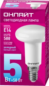 Лампа светодиодная 61 142 OLL-R50-5-230-6.5K-E14 5Вт 61142 Онлайт
